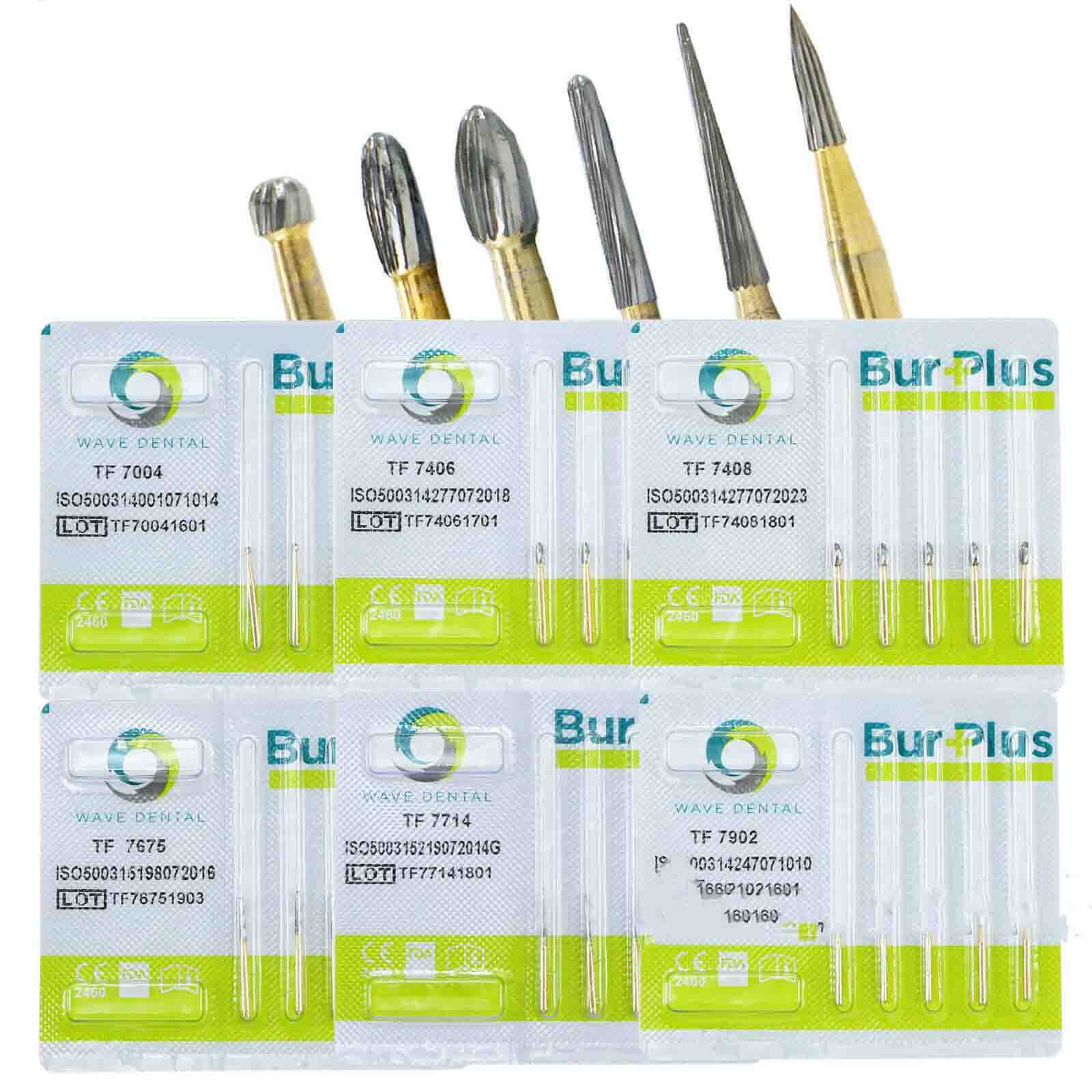 5-Pack WAVE Dental Gold Plated Trimming and Finishing Bur Taper TF 7004 7406 7408 7675 7714 7902 image 2