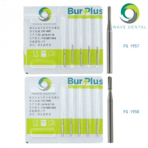 5-Pack Wave Dental Tungsten Carbide Bur Crown Metal Cutting Straight Fissure 1957 1958 image 1