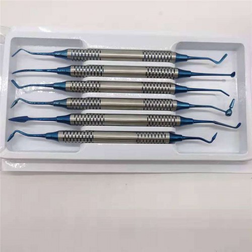 6-Piece Dental Composite Resin Filling Spatula Titanium Plated Head Resin Filler Set Thick Handle Kit image 1
