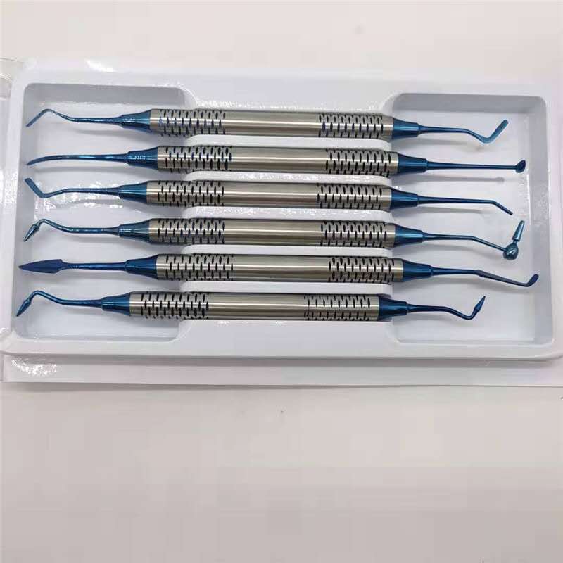 6-Piece Dental Composite Resin Filling Spatula Titanium Plated Head Resin Filler Set Thick Handle Kit image 2