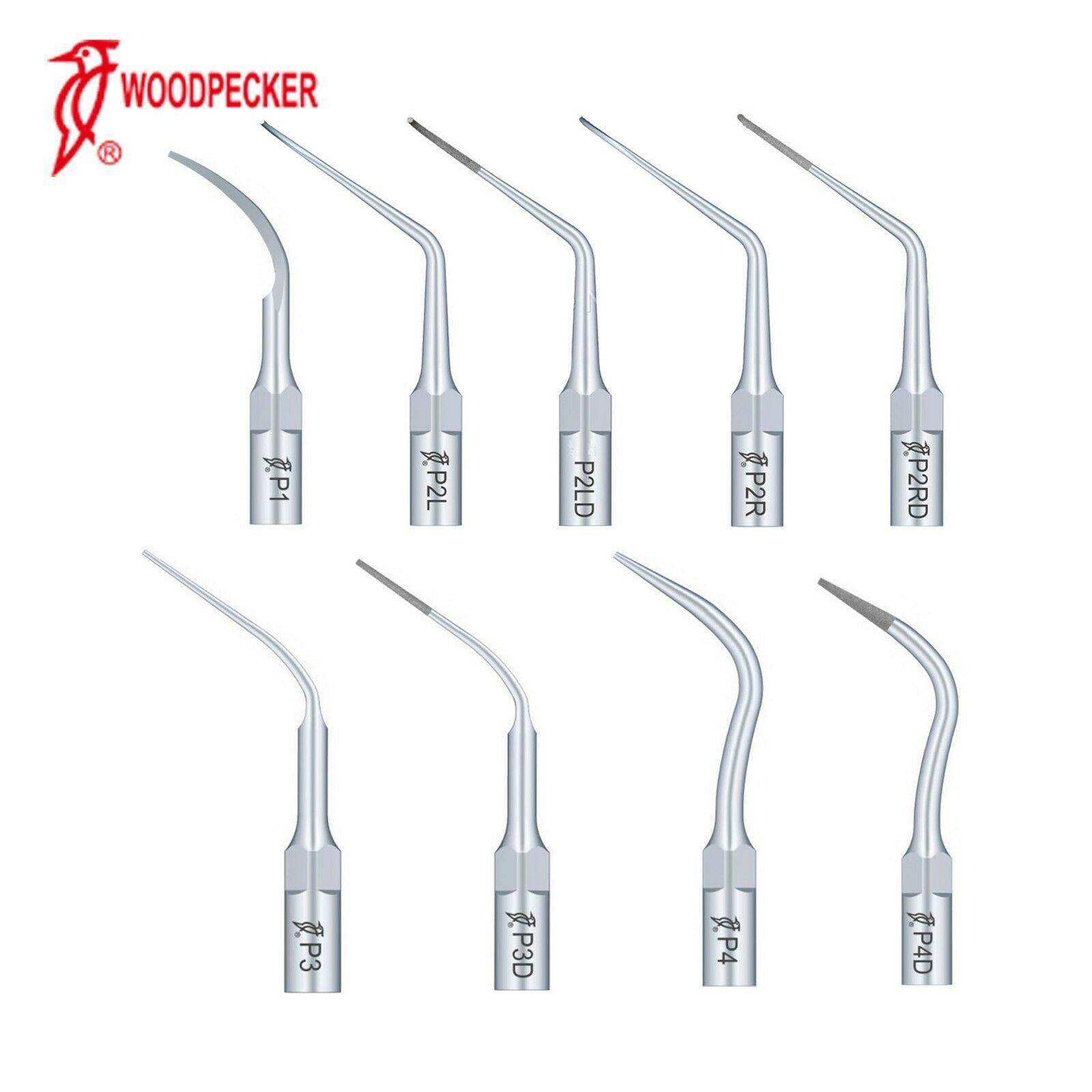 10-Piece Woodpecker Ultrasonic Scaler Tip Periodontic P1 P2L P2R P2LD P2RD P3 P3D P4 P4D image 2