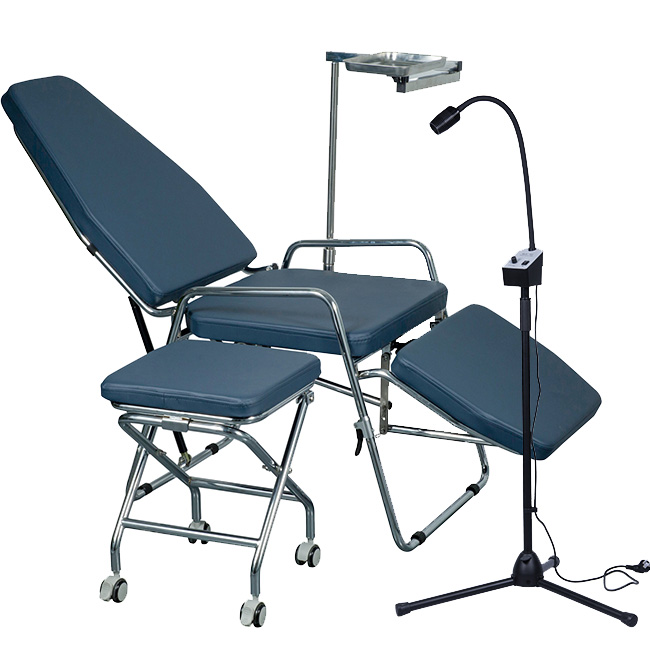 GREELOY GU-P101 Foldable Portable Dental Chair with Led Exam Light GU-P102 and Dental Stools GU-P103 Kit image 2