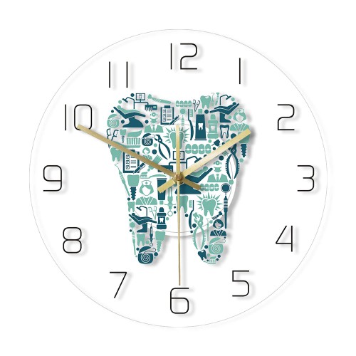 Dentist Symbols Acrylic Wall Clock Teeth Shape Decorative Clock for Professional Dental Office image 1