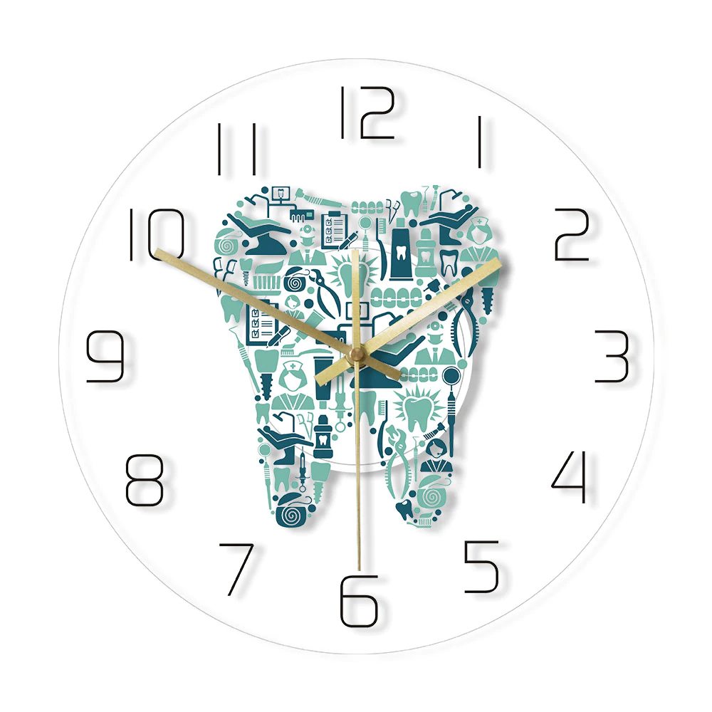 Dentist Symbols Acrylic Wall Clock Teeth Shape Decorative Clock for Professional Dental Office image 2