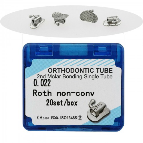 80-Piece/20-Set Dental Orthodontic Bondable Buccal Tubes Roth 022 2Nd Molar Non-Convertible image 1