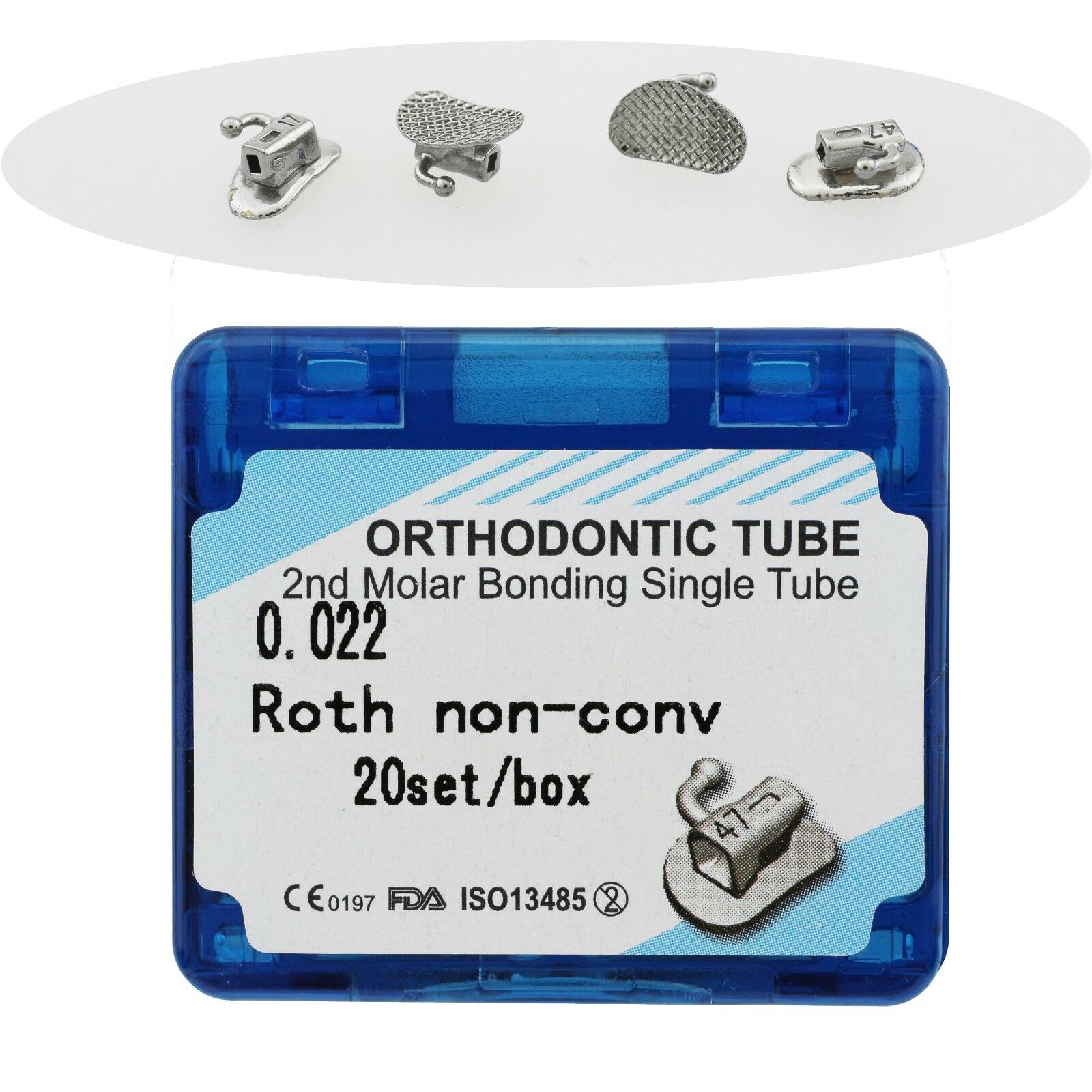 80-Piece/20-Set Dental Orthodontic Bondable Buccal Tubes Roth 022 2Nd Molar Non-Convertible image 2