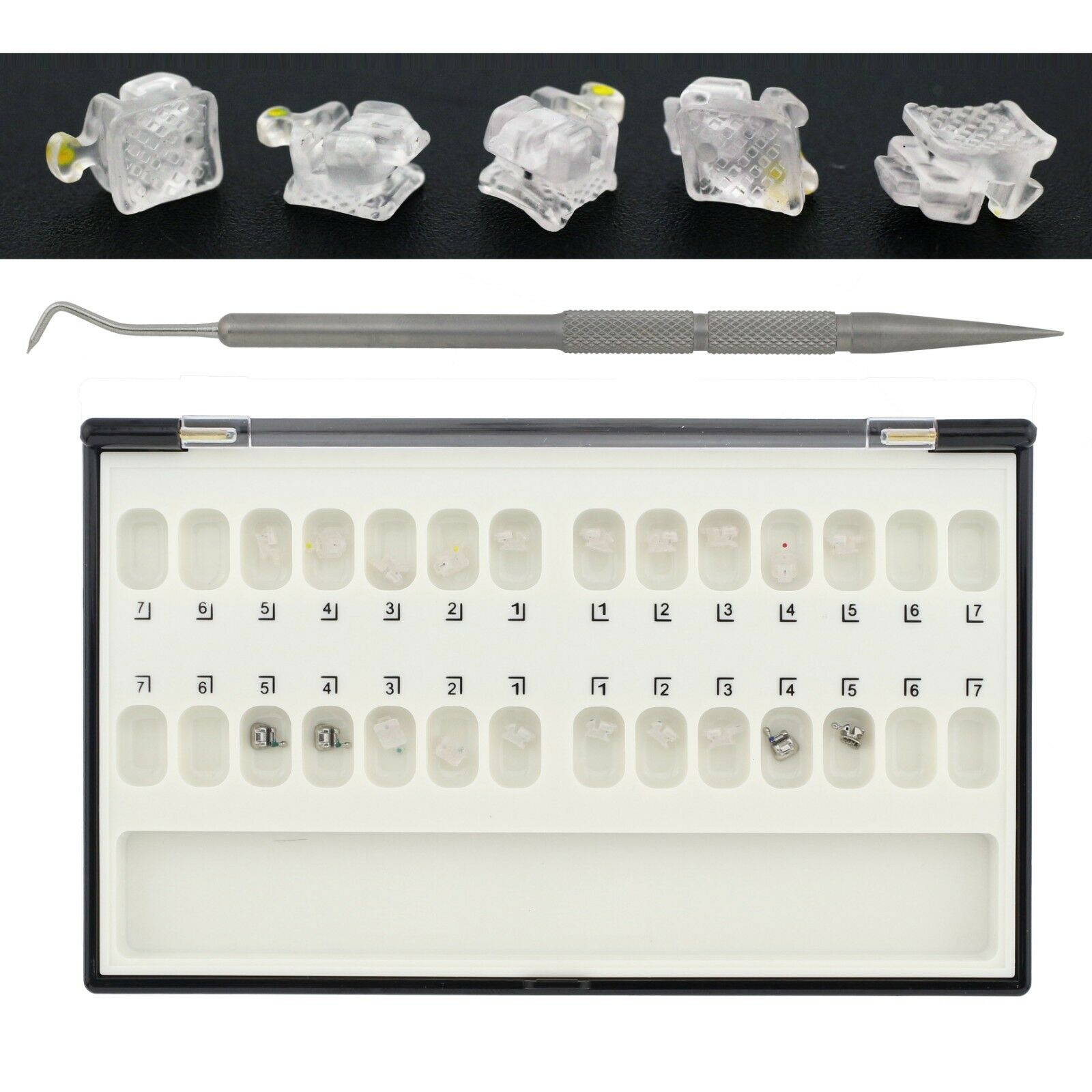 Professional Dental Orthodontic Self-Ligating Brackets Ceramic Roth 0.022 3-4-5 with Hooks image 2