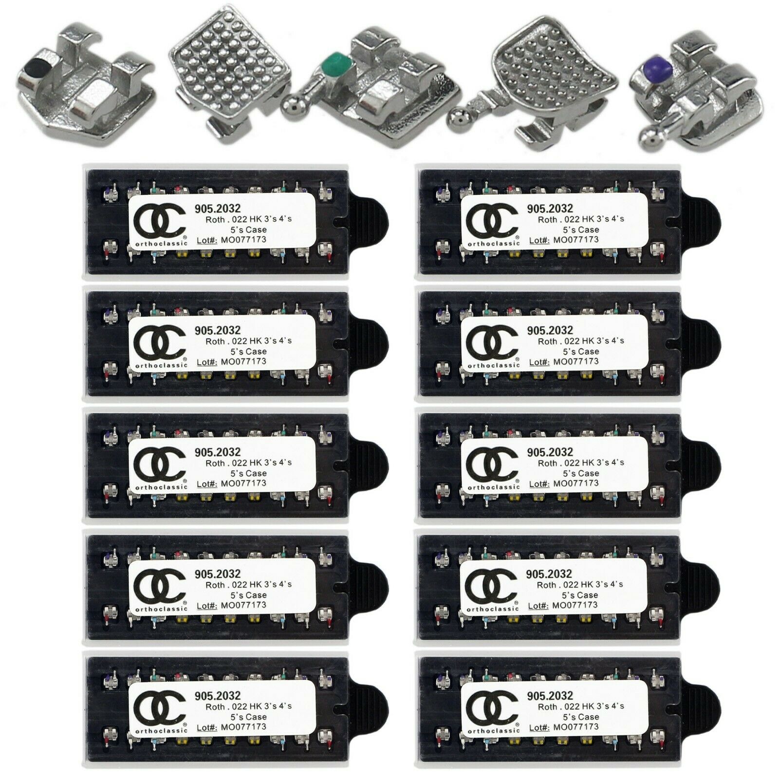 10-Set Mini OC Dental Orthodontic Metal Brackets Braces MIM Roth 022 345 Hooks image 2