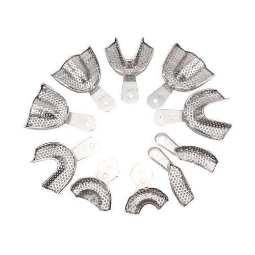 10-Piece/Bag Dental Autoclavable Metal Impression Trays Perforated Stainless Steel image 1