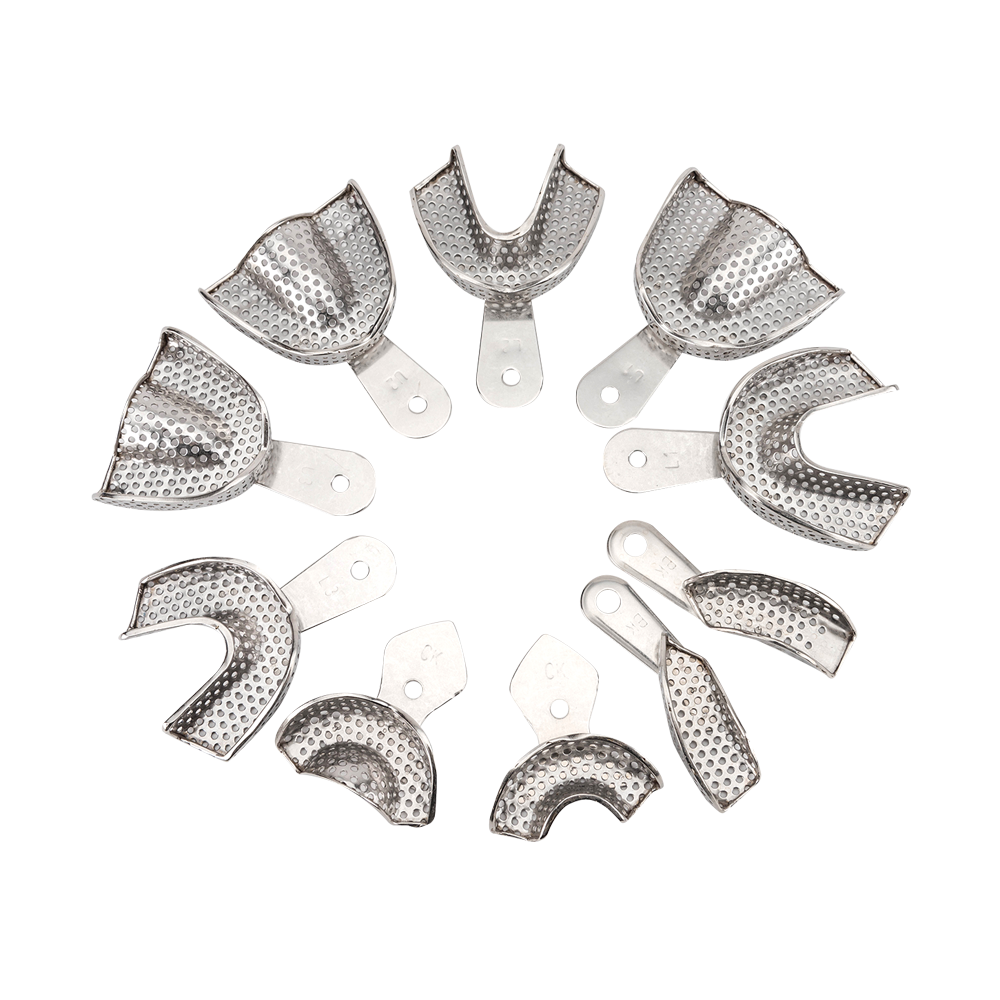 10-Piece/Bag Dental Autoclavable Metal Impression Trays Perforated Stainless Steel image 2