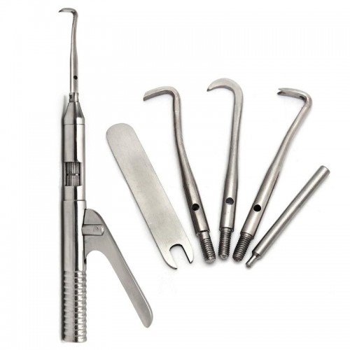 Professional Dental Automatic Singlehanded Crown Remover Gun Set Stainless Steel Dental Surgical Instrument Tools with 3 Working Tip image 1