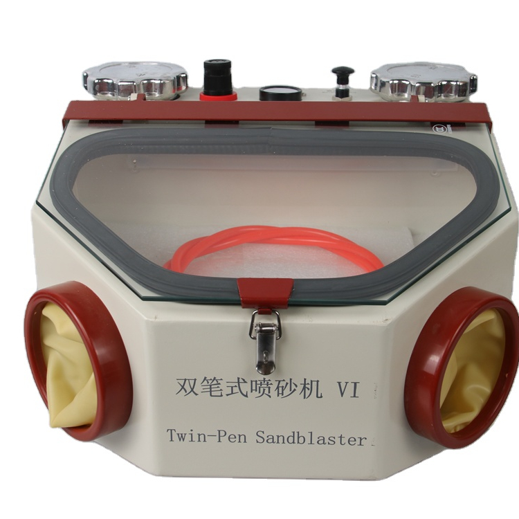 Professional Dental Lab Sandblaster Sandblasting Machine with LED Twin-Pen Dentistry Blasting Unit image 2