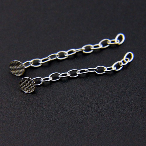 10-Piece Dental Orthodontic Traction Chain Round Button with Chain Silver image 1
