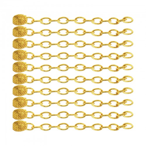 10-Piece Dental Orthodontic Traction Rectangular Button with Chain 18K Gold Plated image 1
