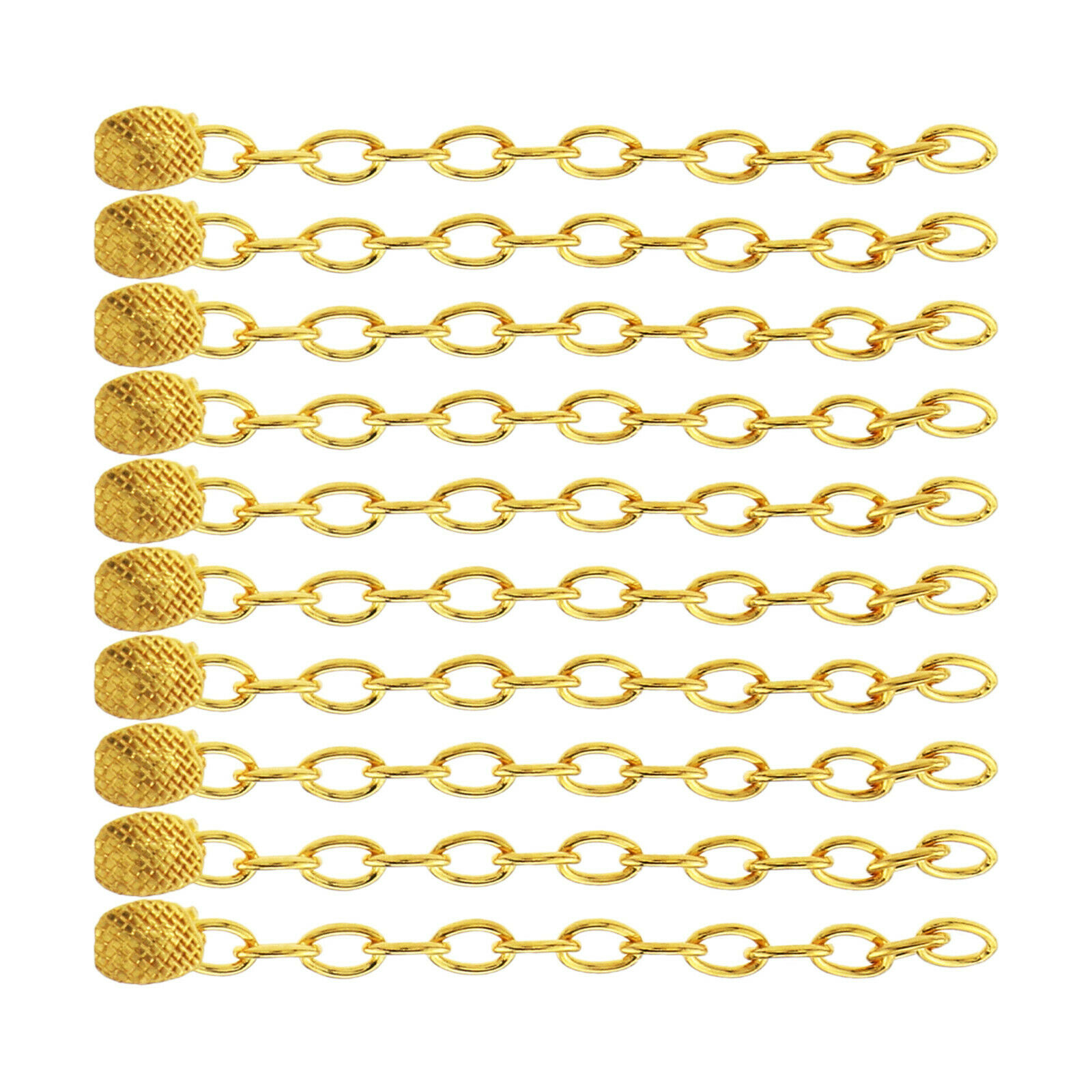 10-Piece Dental Orthodontic Traction Rectangular Button with Chain 18K Gold Plated image 2