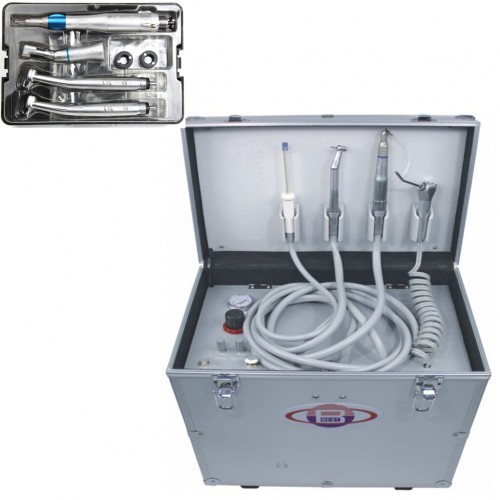 BD-402 Portable Dental Unit with High and Air Compressor & Low-Speed Handpiece Kit image 1