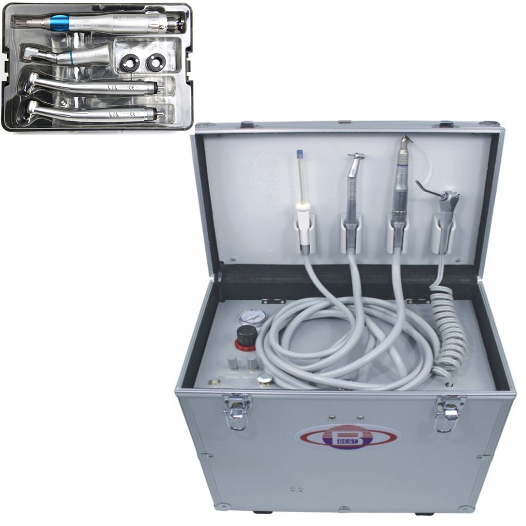 BD-402 Portable Dental Unit with High and Air Compressor & Low-Speed Handpiece Kit image 2