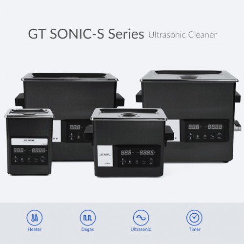 GT SONIC S-Series 2-9L Touch Panel Benchtop Ultrasonic Cleaner with Heater Titanium Mirror Stainless Steel for Professional Use image 1
