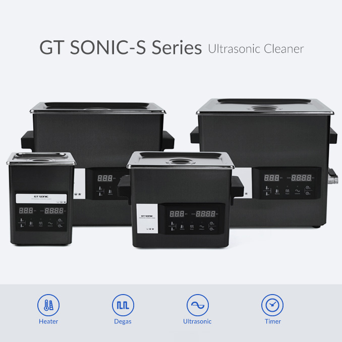 GT SONIC S-Series 2-9L Touch Panel Benchtop Ultrasonic Cleaner with Heater Titanium Mirror Stainless Steel for Professional Use image 2