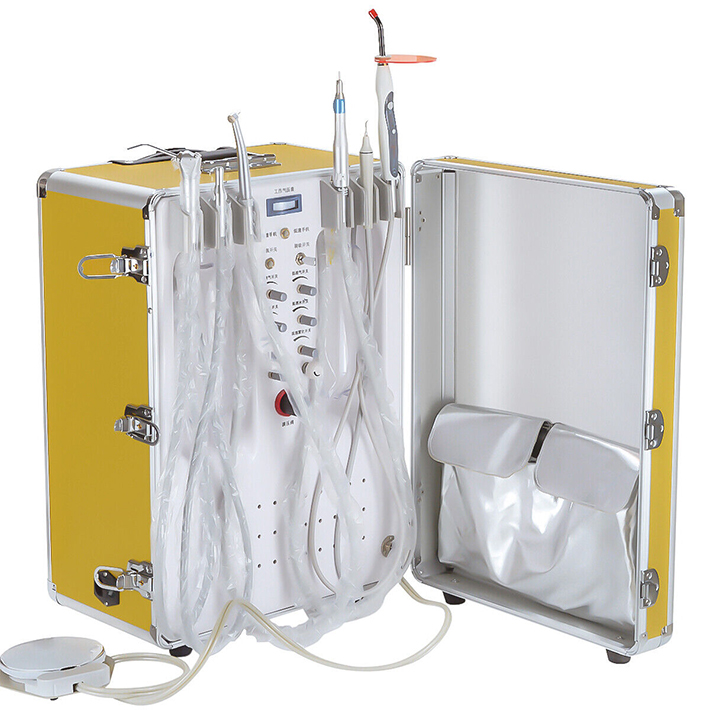 XS-341 Portable Mobile Dental Turbine Unit with Compressor, LED Curing Light, and Scaler Handpiece image 2