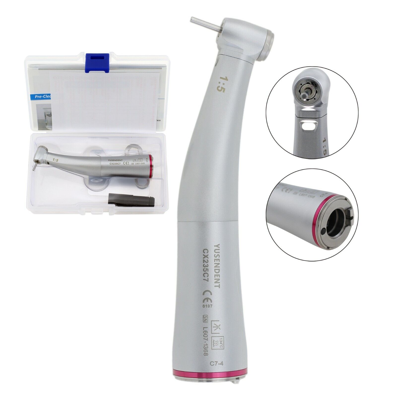 YUSENDNET COXO Professional Dental 1:5 Mini Head Fiber-Optic Contra-Angle Handpiece Inner Channel Push Button CX235C7-4 image 3