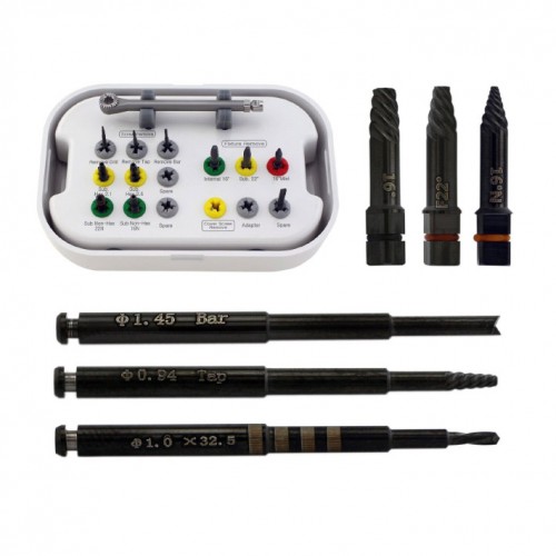 Professional Dental Implant Fixture & Fractured Screw Removal Kit Drills Guide Ratchet Tools Set image 1