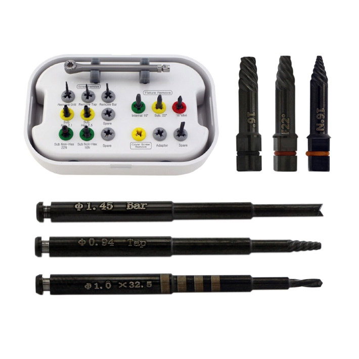 Professional Dental Implant Fixture & Fractured Screw Removal Kit Drills Guide Ratchet Tools Set image 2