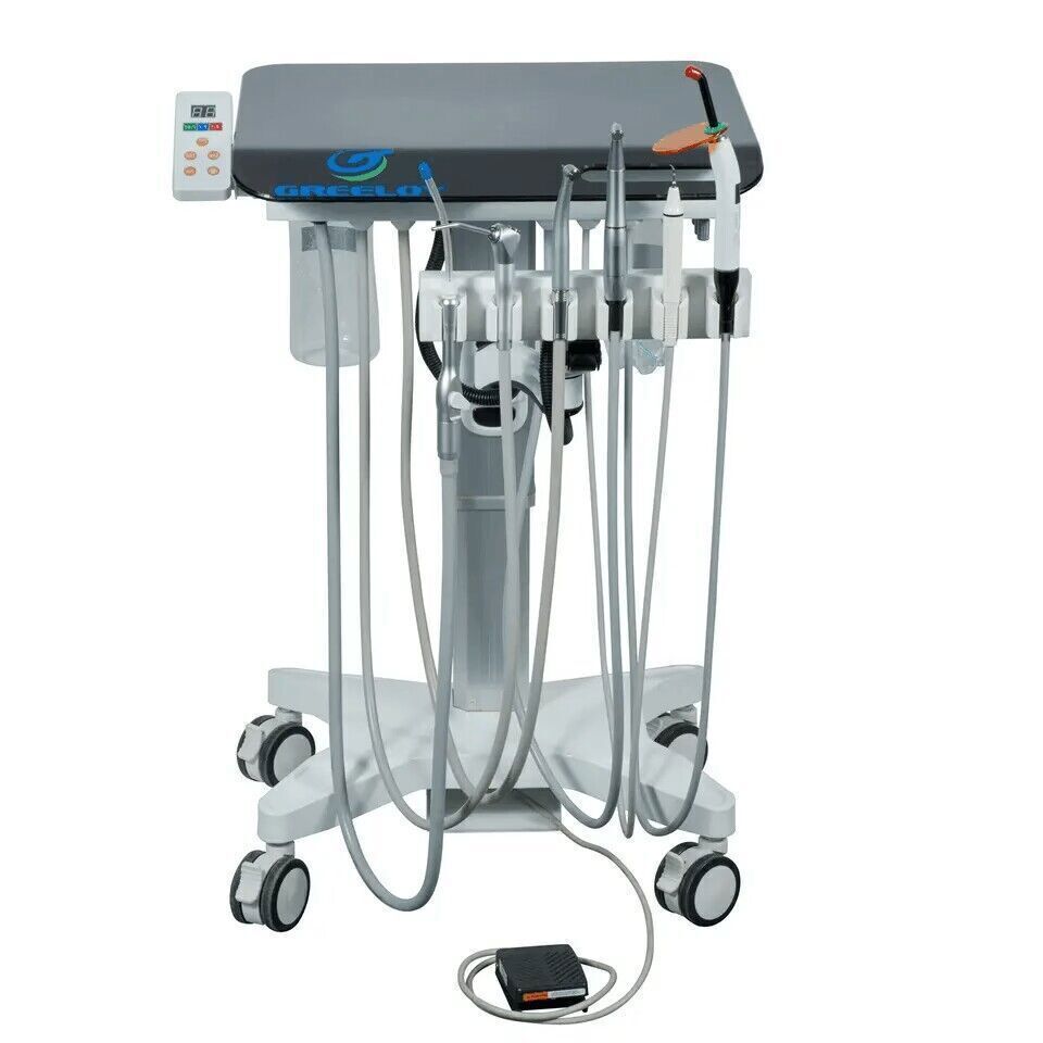 Greeloy GU-P302S Adjustable Mobile Dental Cart Treatment Unit with Electric Motor, Curing Light, and Scaler image 2