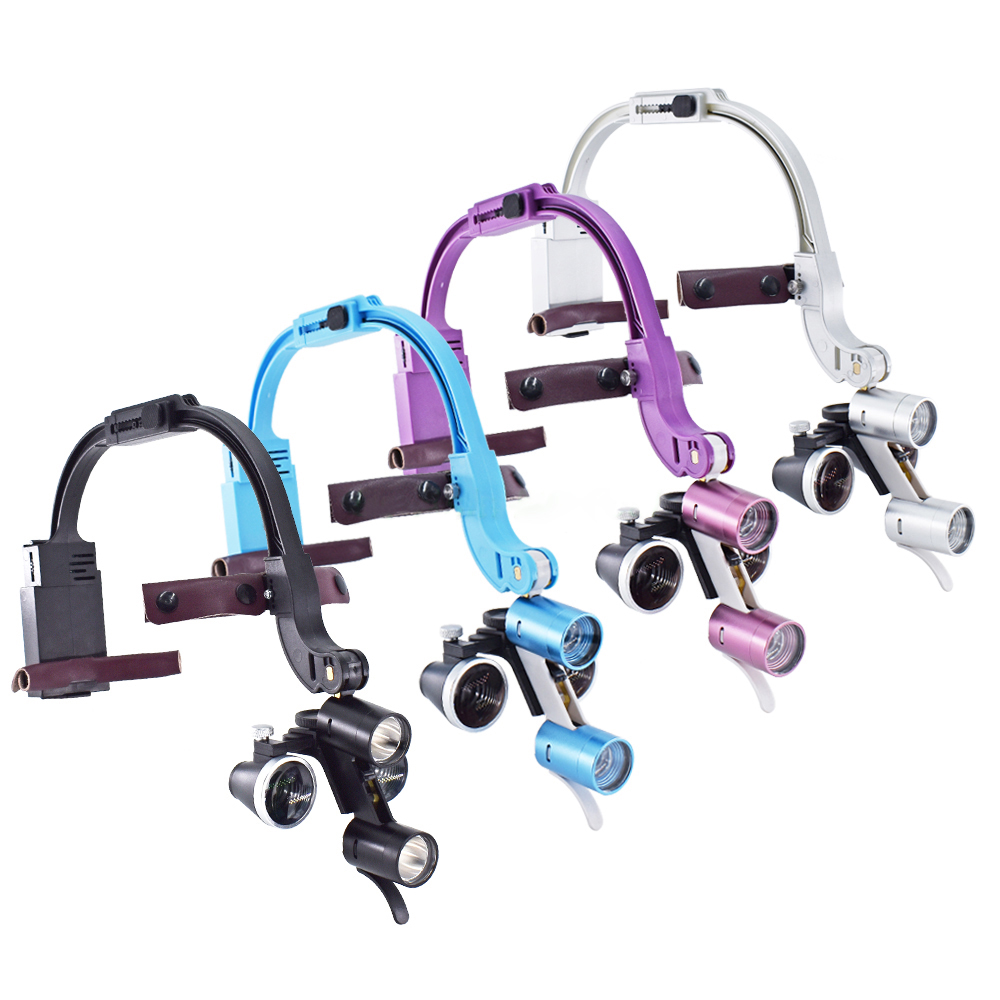 2.5X/3.5X Headband Professional Dental Binocular Loupes with 5W LED Head Light Headlamp image 2