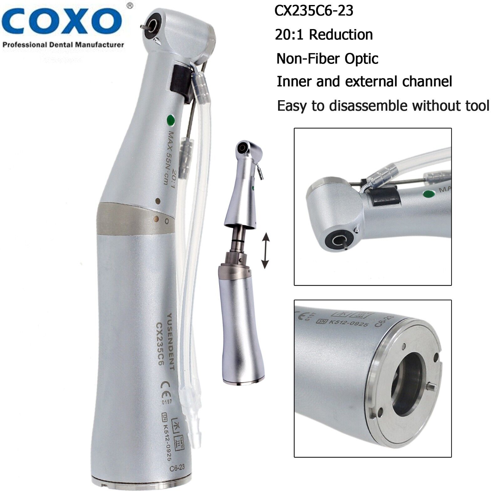 YUSENDENT COXO CX235C6-23 Professional Dental Implant Handpiece 20:1 Surgical Contra-Angle Low-Speed E-Type image 2