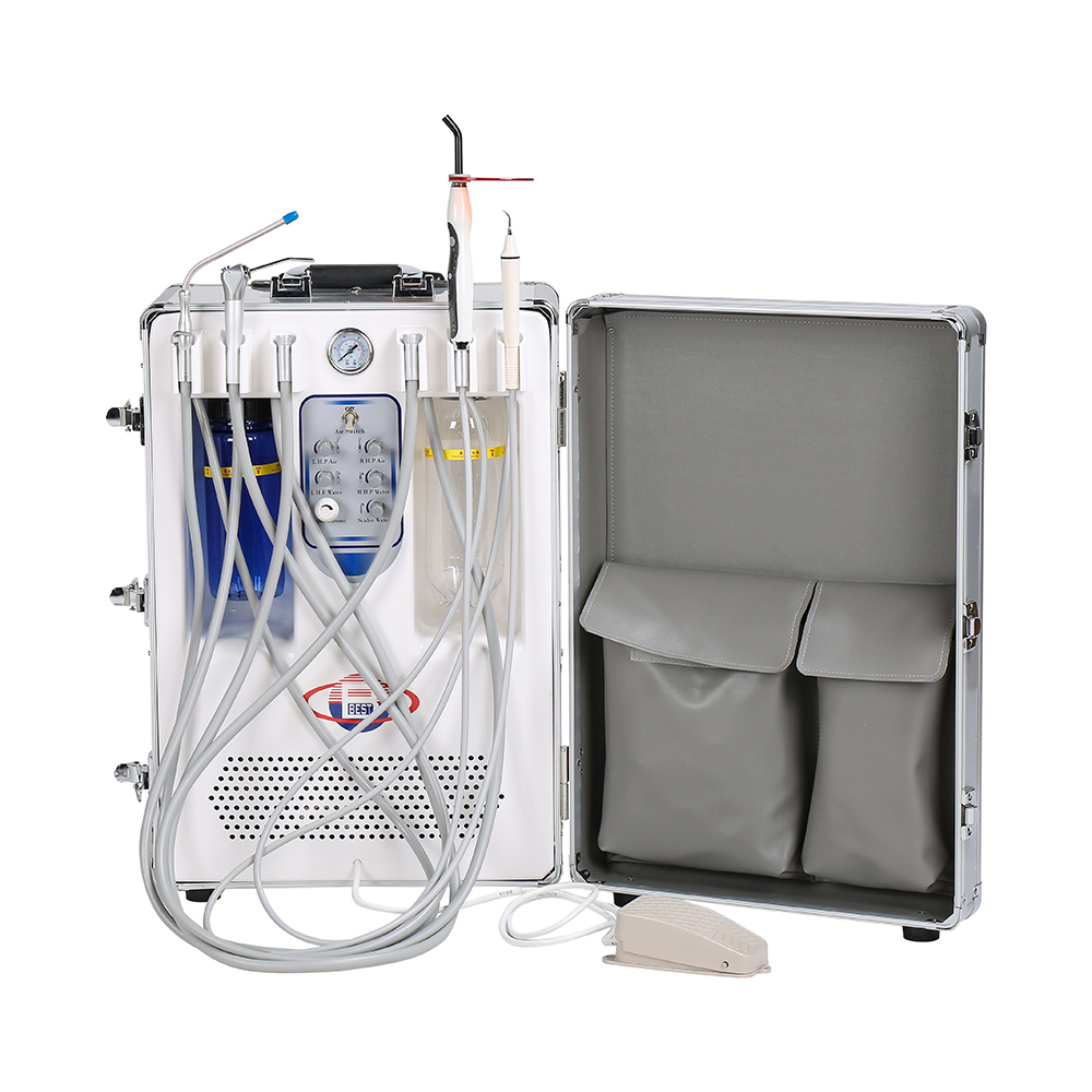 BD-406 Portable Mobile Dental Turbine Unit with Compressor, LED Curing Light, and Scaler Handpiece image 2