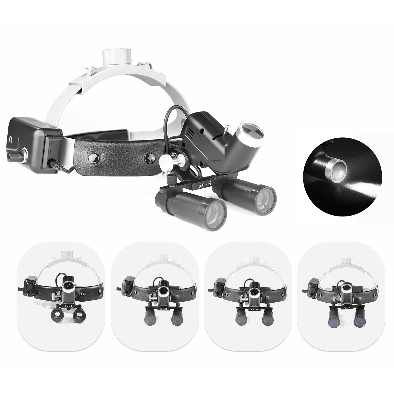 4.0X/5.0X/6.0X/8.0X-R Dental Medical Magnifying Loupe with Headband 5W LED Surgical Headlight image 3