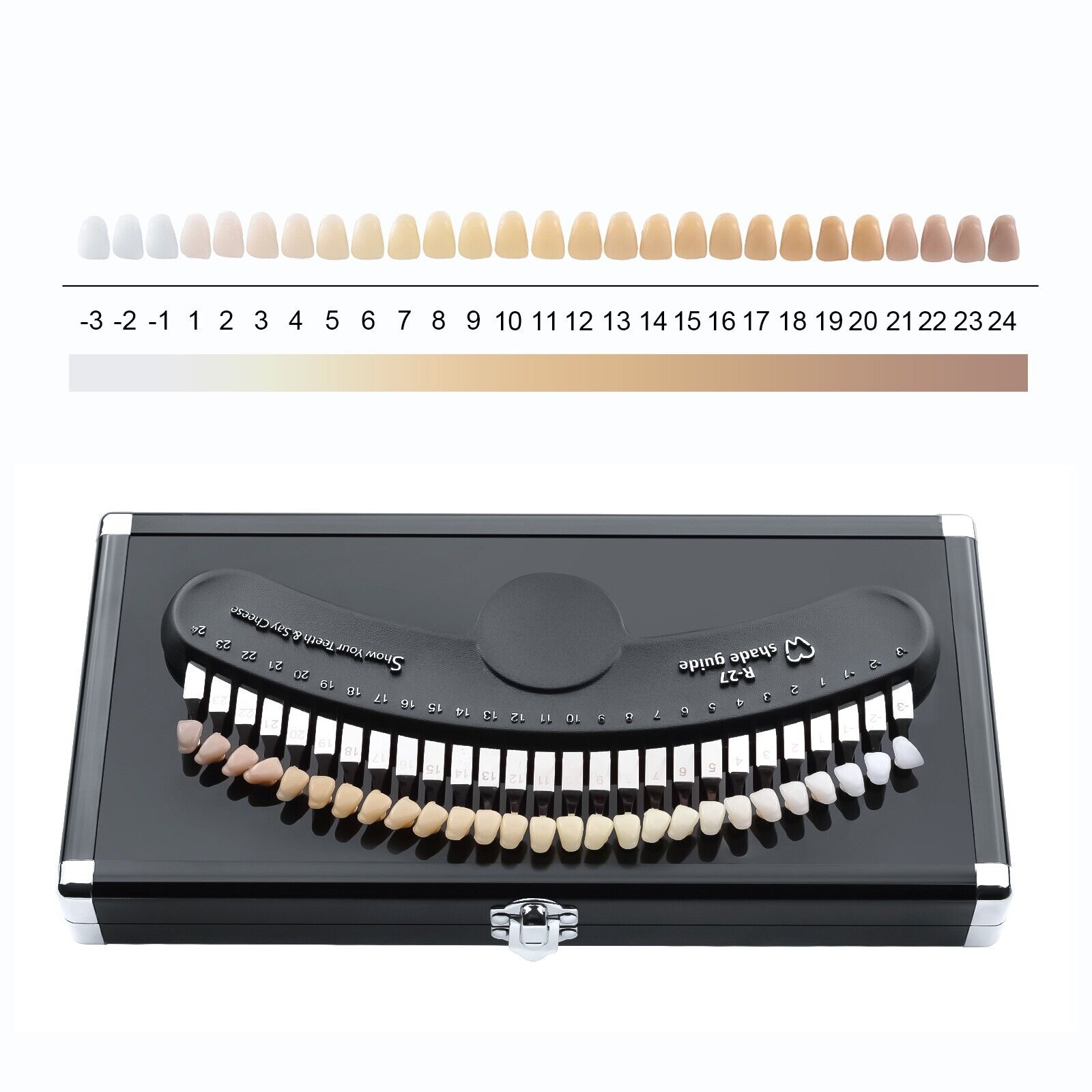 27 Colors Teeth Whitening 3D Shade Guide Tooth Bleaching Color Chart with Mirror for Professional Use image 3