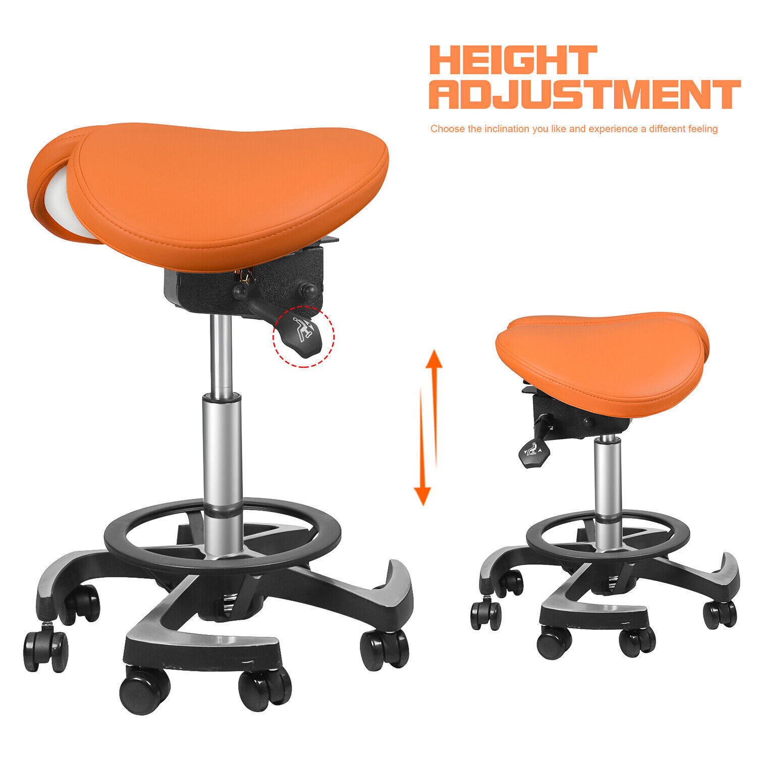 Ergonomic Professional Dental Assistant Stool Two-Part Saddle Chair Assistant Operator Stools Imported Leather image 2