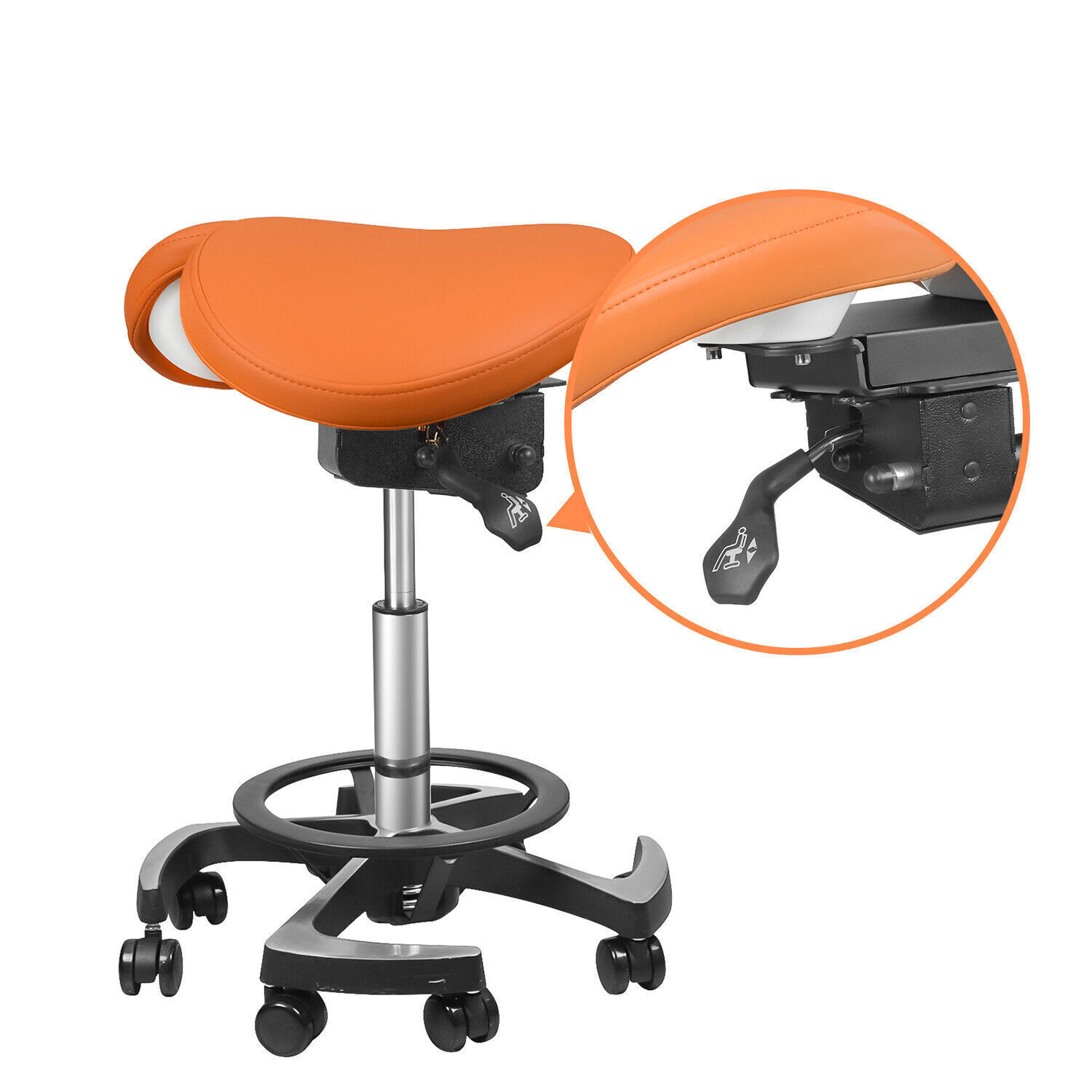 Ergonomic Professional Dental Assistant Stool Two-Part Saddle Chair Assistant Operator Stools Imported Leather image 3