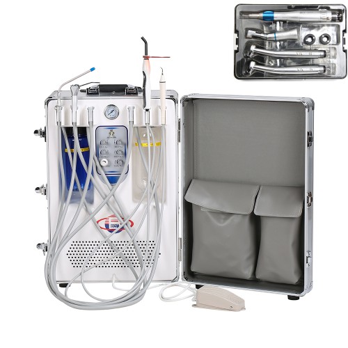 BD-406 Portable Dental Unit with Air Compressor, Curing Light, Scaler, and Handpieces Kit image 1