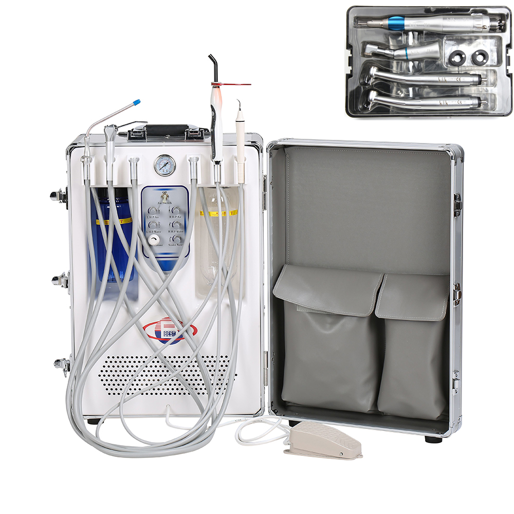 BD-406 Portable Dental Unit with Air Compressor, Curing Light, Scaler, and Handpieces Kit image 2
