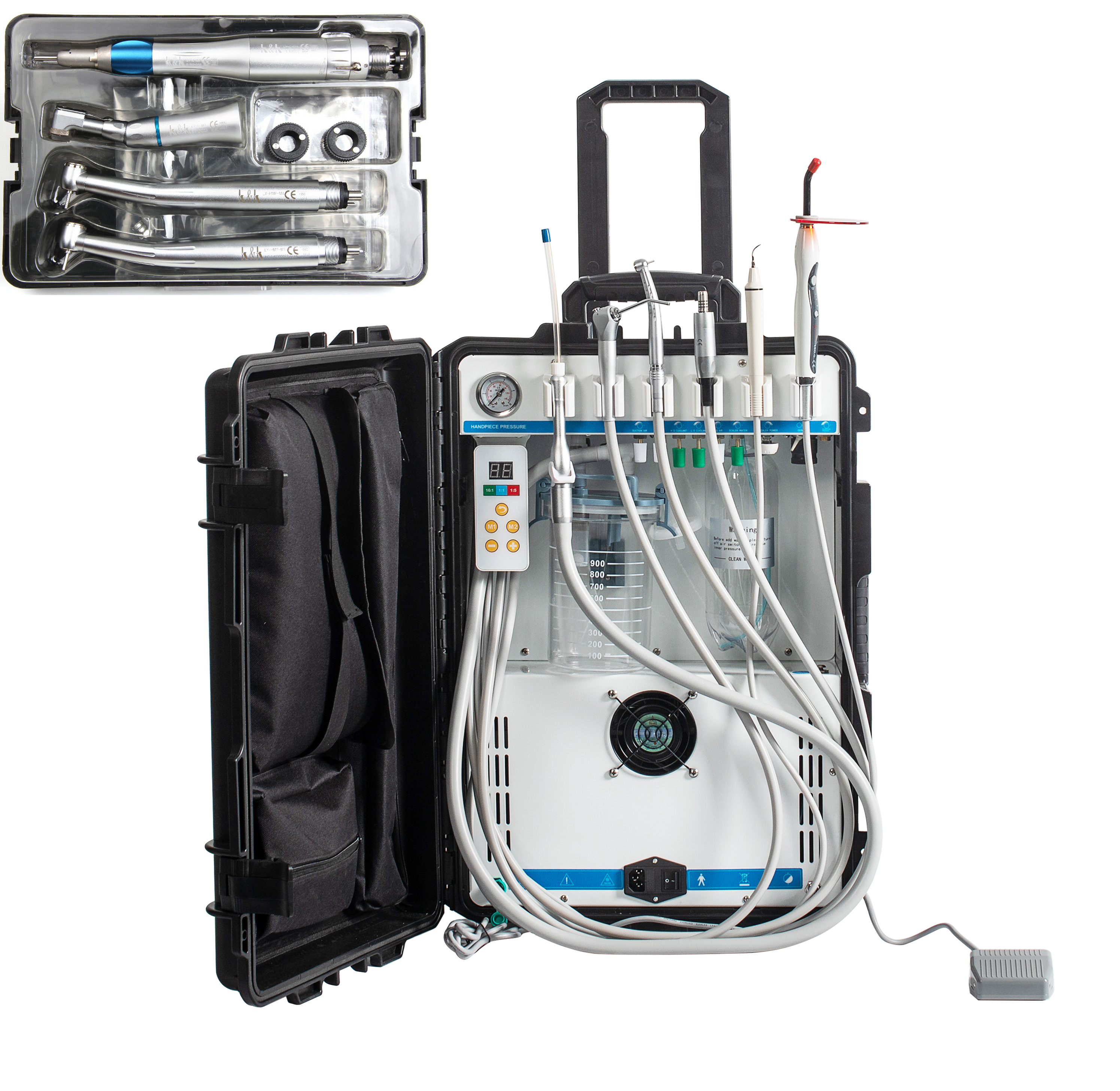 GREELOY® GU-P208 Portable Dental Unit with Electric Motor, Curing Light, Scaler, and Handpiece Kit image 2