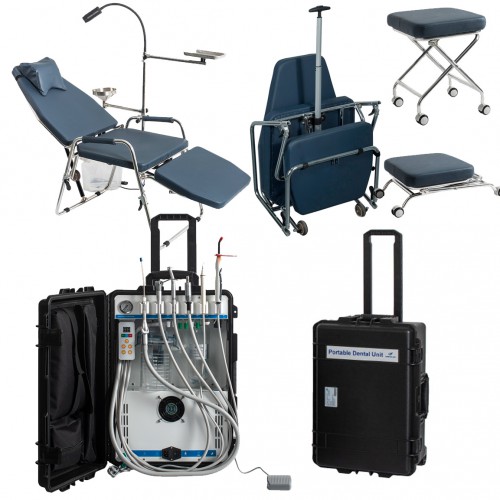 GREELOY GU-P208 Portable Dental Unit with Electric Motor, Scaler, Dental Folding Chair, Dental Operating Light, and Dental Stools image 1