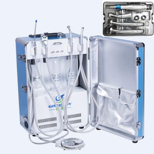 GREELOY GU-P204 Portable Dental Unit with Air Compressor, 3-Way Syringe, and Handpieces Kit image 1