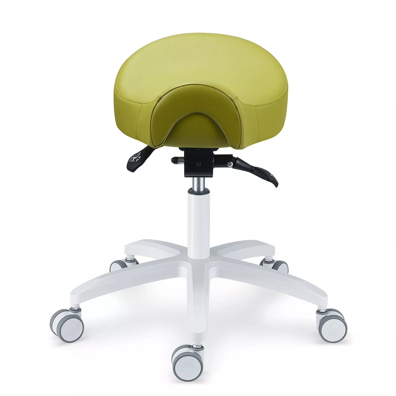 PLST-075 Adjustable Professional Dental Operator Assistant Saddle Chair Dental Hygienist Nurse Stools Microfiber Leather image 2