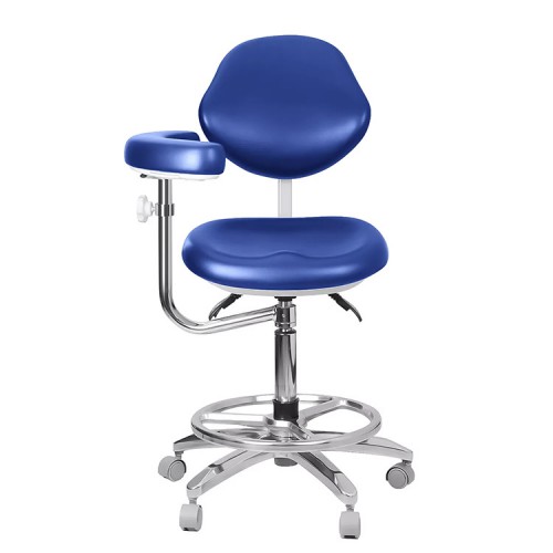 QY-600M-B2 Mobile Dentist Stool with Armrest Professional Dental Assistant Nurse Chair 360° Rotation PU Leather image 1