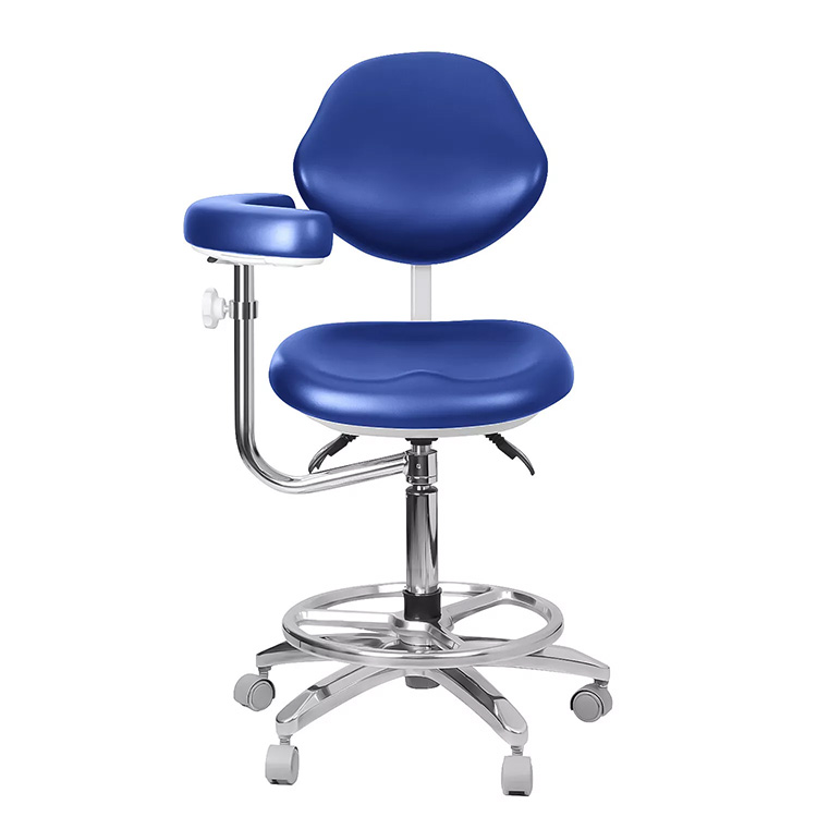 QY-600M-B2 Mobile Dentist Stool with Armrest Professional Dental Assistant Nurse Chair 360° Rotation PU Leather image 2