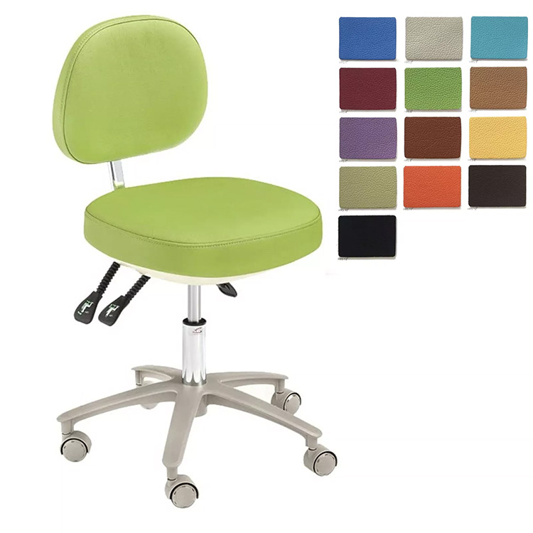 HS-6 Professional Dental Ergonomic Dental Stool with Backrest Dentist Assistant Stool Microfiber Leather image 2