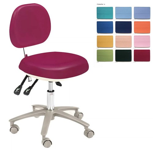 HS-6-R Adjustable Professional Dental Stool with Backrest Dentist Doctor's Assistant Nurse Chair PU Leather image 1