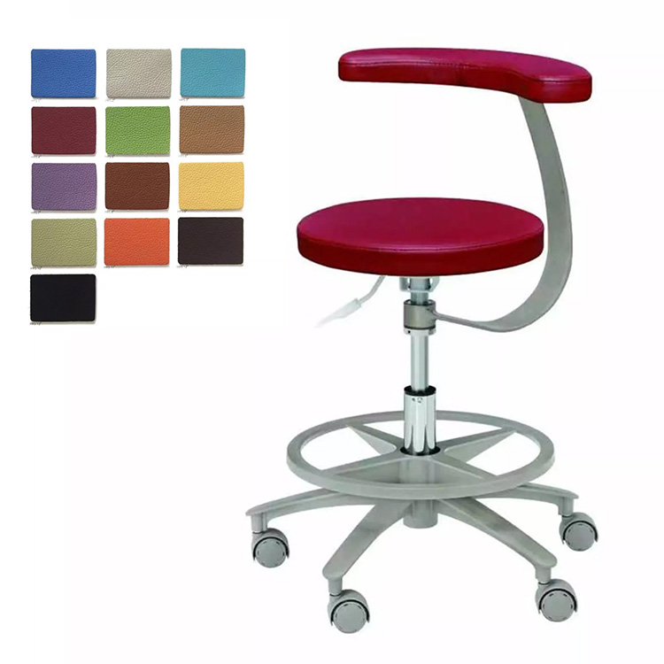 HS-11 Ergonomic Professional Dental Stool with Armrest Assistant Hygienist Saddle Chair Microfiber Leather image 2