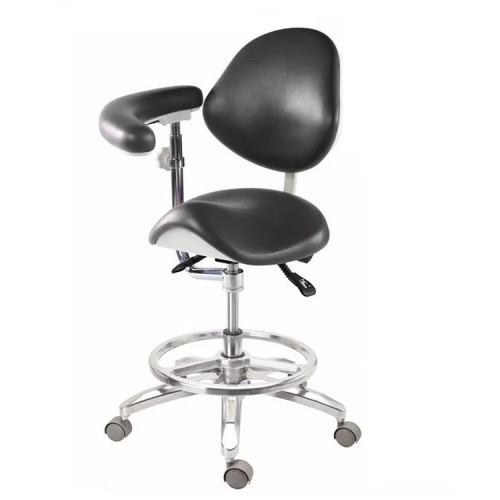 Mobile Professional Dental Operator Stools Assistant Doctor Assistant Nurse Stool with Armrest PU Leather image 1