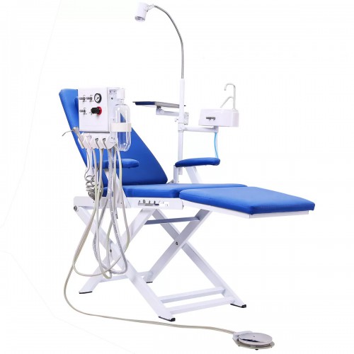Portable Mobile Dental Folding Chair with LED Light, Air Turbine Unit, and Tray image 1