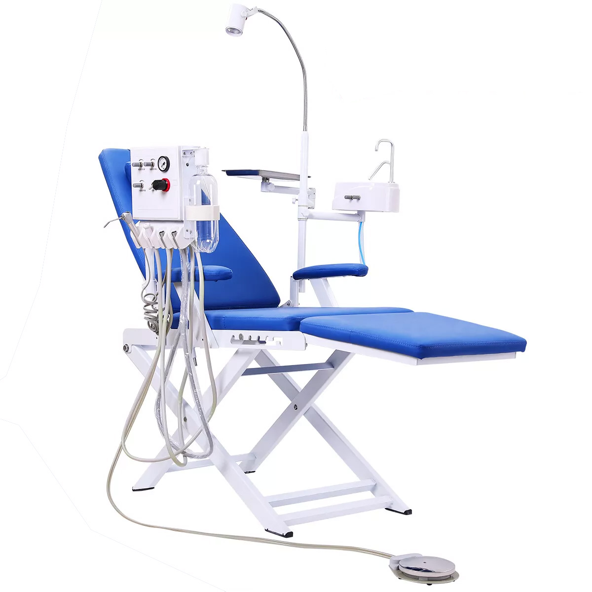 Portable Mobile Dental Folding Chair with LED Light, Air Turbine Unit, and Tray image 2