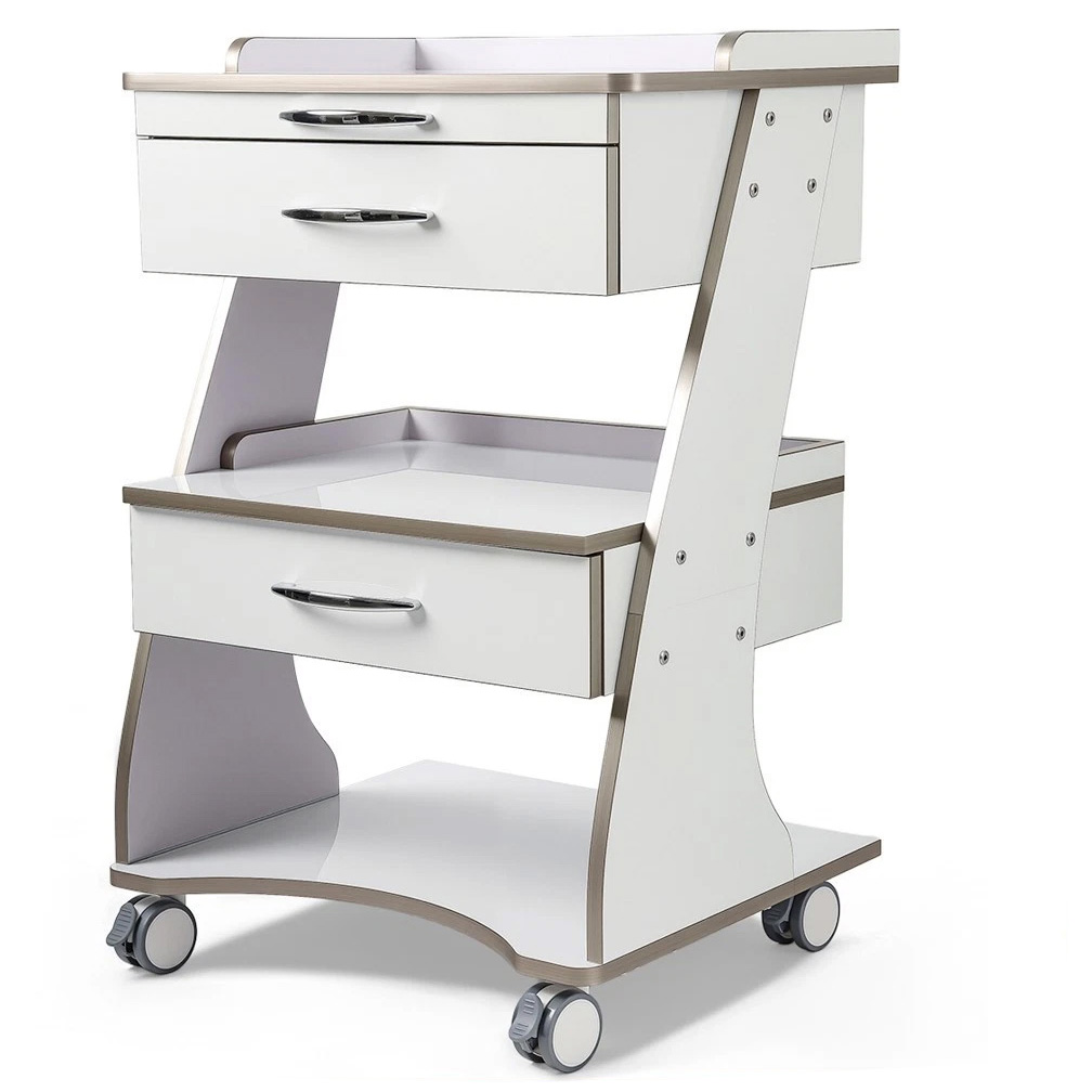 Dentech G06 Mobile Professional Dental Storage Cabinet Dental Cart with Instrument Tray Double-Drawer image 2
